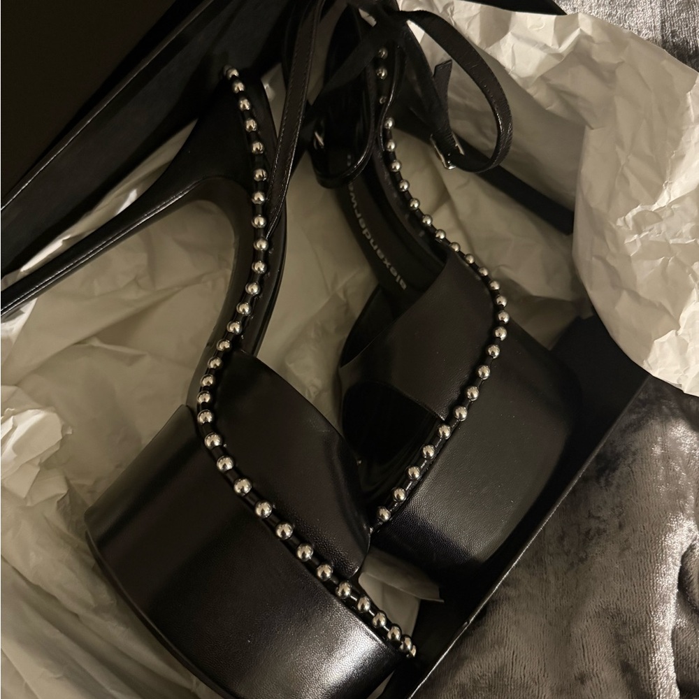 Elegant Black Platform Heels with Silver Accents